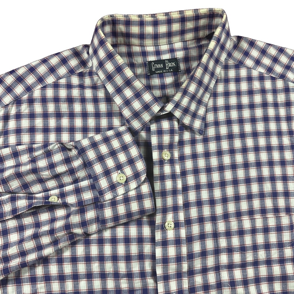 Vintage Gitman Bros Shirt Mens 2XL Gingham Check Button Up Made USA Casual
